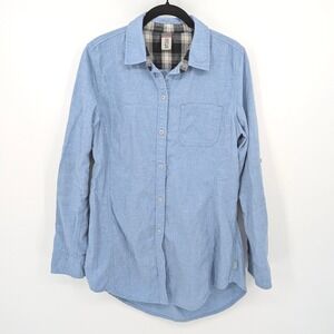 Stio Button Down‎ Flannel Shirt Womens Medium Blue Cotton Long Sleeve Outdoor